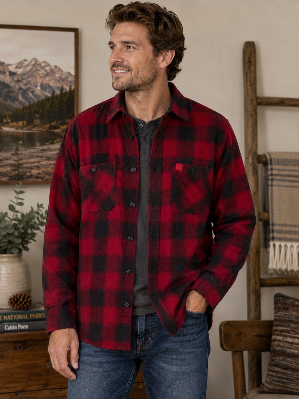 Coleman Men’s XL Red & Black Buffalo Plaid Flannel Shirt Jacket